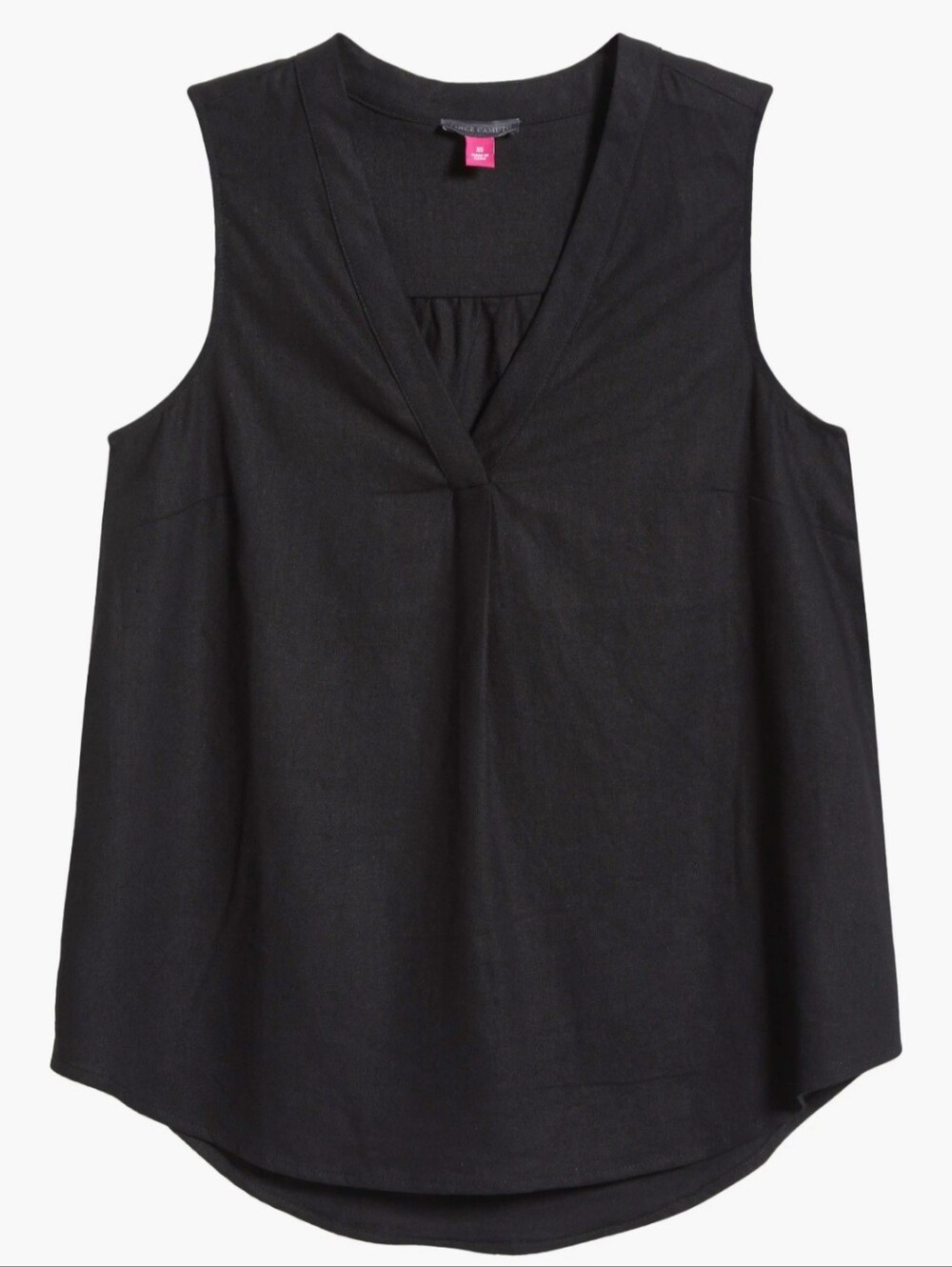 Vince Camuto Black V-Neck Pleat-Front Sleeveless Camisole Top